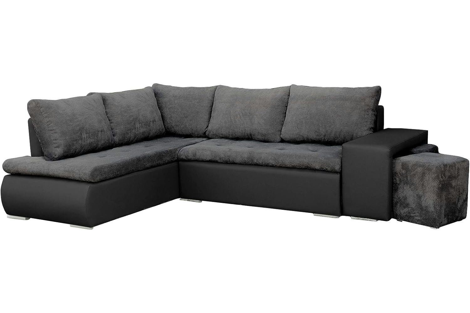 MOEBLO Ecksofa BELGRAD, Eckcouch mit Zwei Hocker Sofa Couch mit Ottomane L-Form Schlafsofa Bettsofa Polstergarnitur, mit Schlaffunktion und Bettkasen, - (BxHxT): 265x88x180 cm