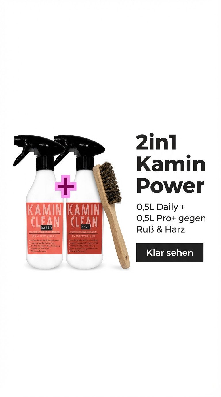 ivb Bröcker IVB Kaminscheibenreiniger Set 2x500 ml – Kaminscheibe Kaminglas Rußentferner (Spar-Set, [- 1 x IVB Kamin Clean Daily 500 ml, 1 x IVB Kamin Clean Pro+ 500 ml Für tägliche Pflege und starke Intensivreinigung Kaminglas)