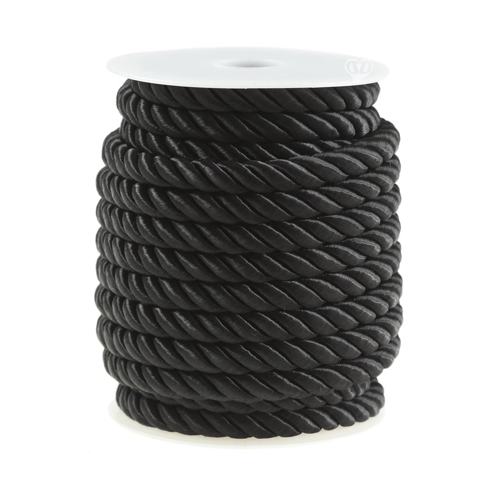 maDDma Seil 10m Kordelschnur glänzend gedreht ca. 8-10 mm, schwarz