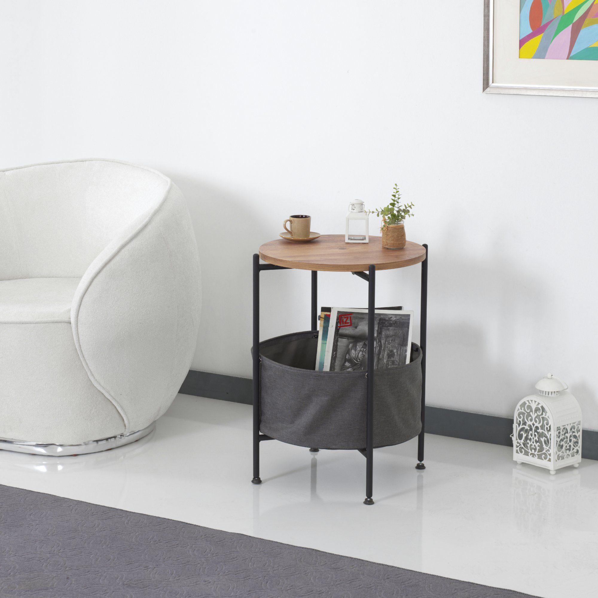 en.casa Beistelltisch, »Suonenjoki« Kaffetisch 59x47cm Walnuss