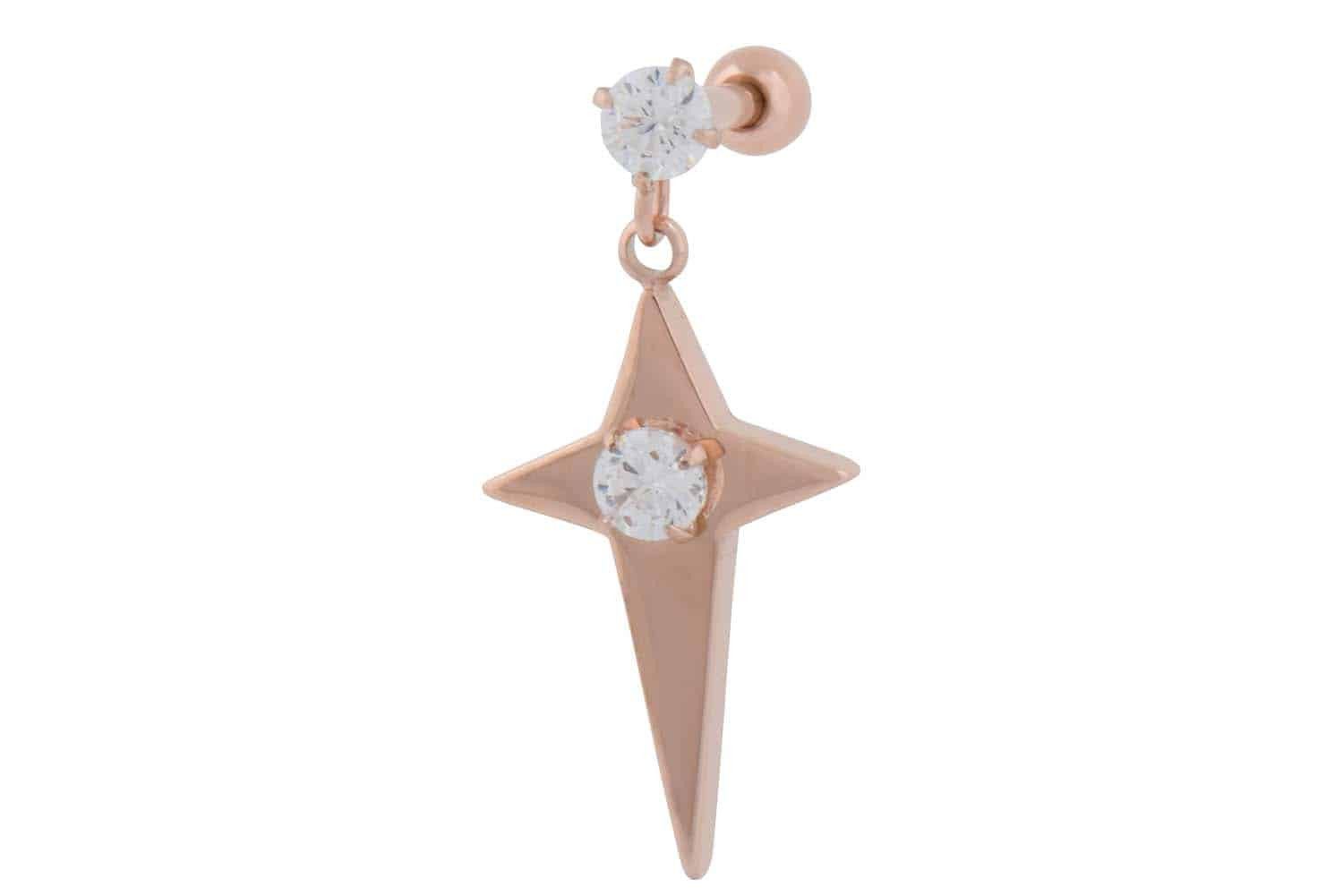 Piercing-Set Chirurgenstahl Ohrpiercing KREUZ MIT KRISTALL