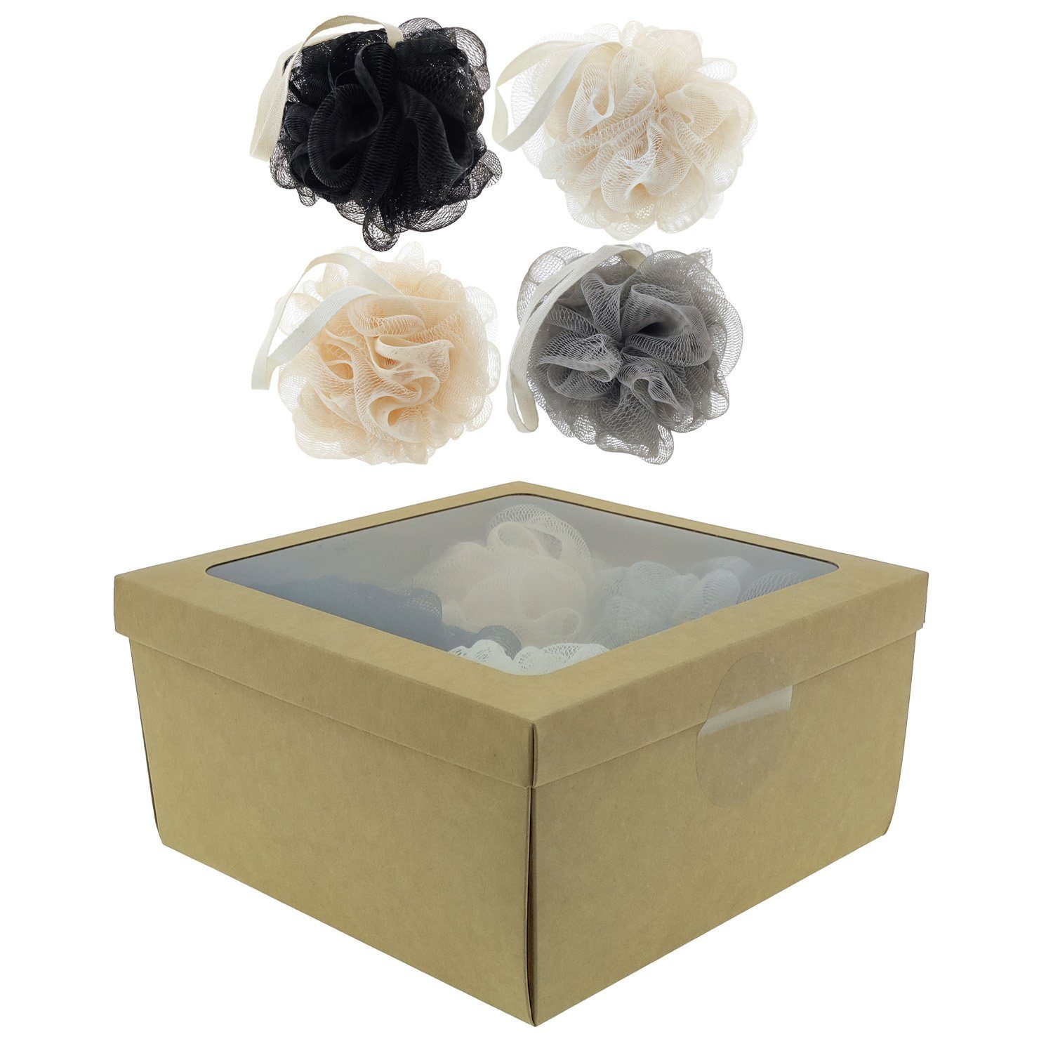 varivendo Duschschwamm Set 4 Badeschwamm Duschknäul Ø 10 cm 4 Stück, 4-tlg., Duschknäul Massage Peeling Wellness Badeschwamm Körper Dusche