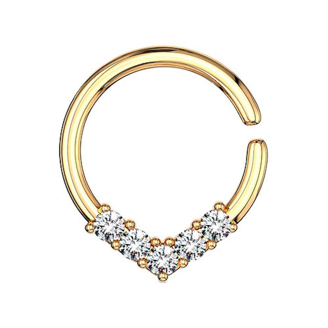 Nasenpiercing Septum Piercing Ring Continuous biegsamer Universal V-förmig Kristall