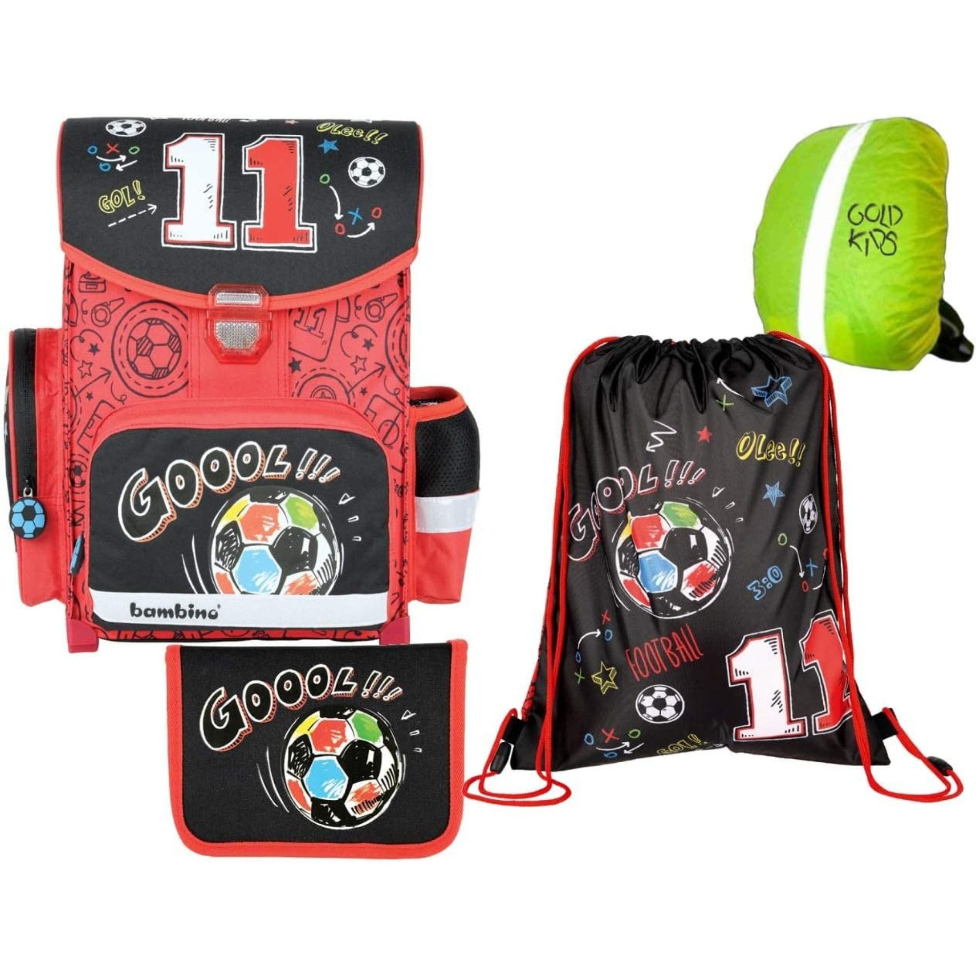 Schulranzen Schultaschen-Set 4-teilig ergonomischer Bambino