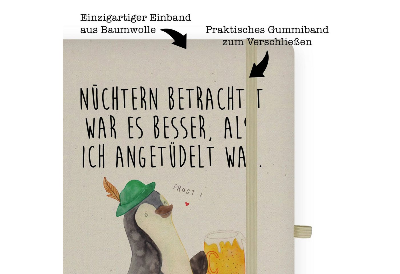 Thumbnail - Mr. & Mrs. Panda Notizbuch Pinguin Bier - Transparent - Geschenk, Tagebuch DIN A4, DIN A4 Arbeit Mr. & Mrs. Panda, Kreat...