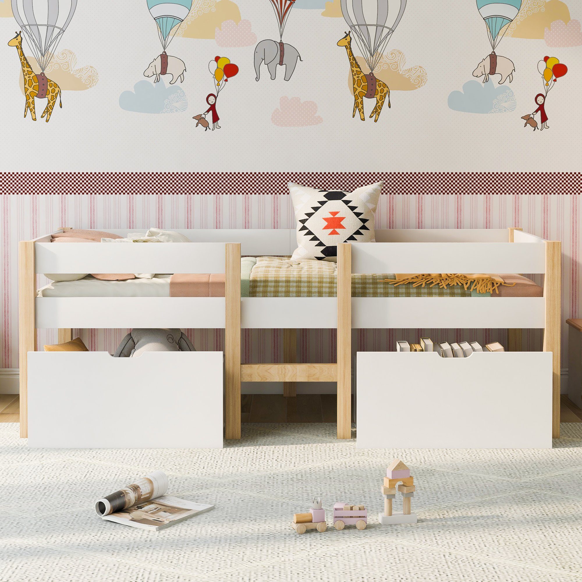 Flieks Kinderbett, Massives Kiefernholzbett Hochbett 90*190cm/90*200cm günstig online kaufen