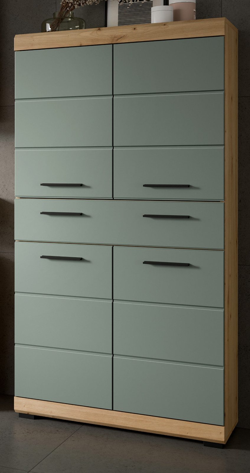 Inn.Furn Midischrank Shawn (Badschrank in Salbei und Artisan Eiche, 4-türig günstig online kaufen