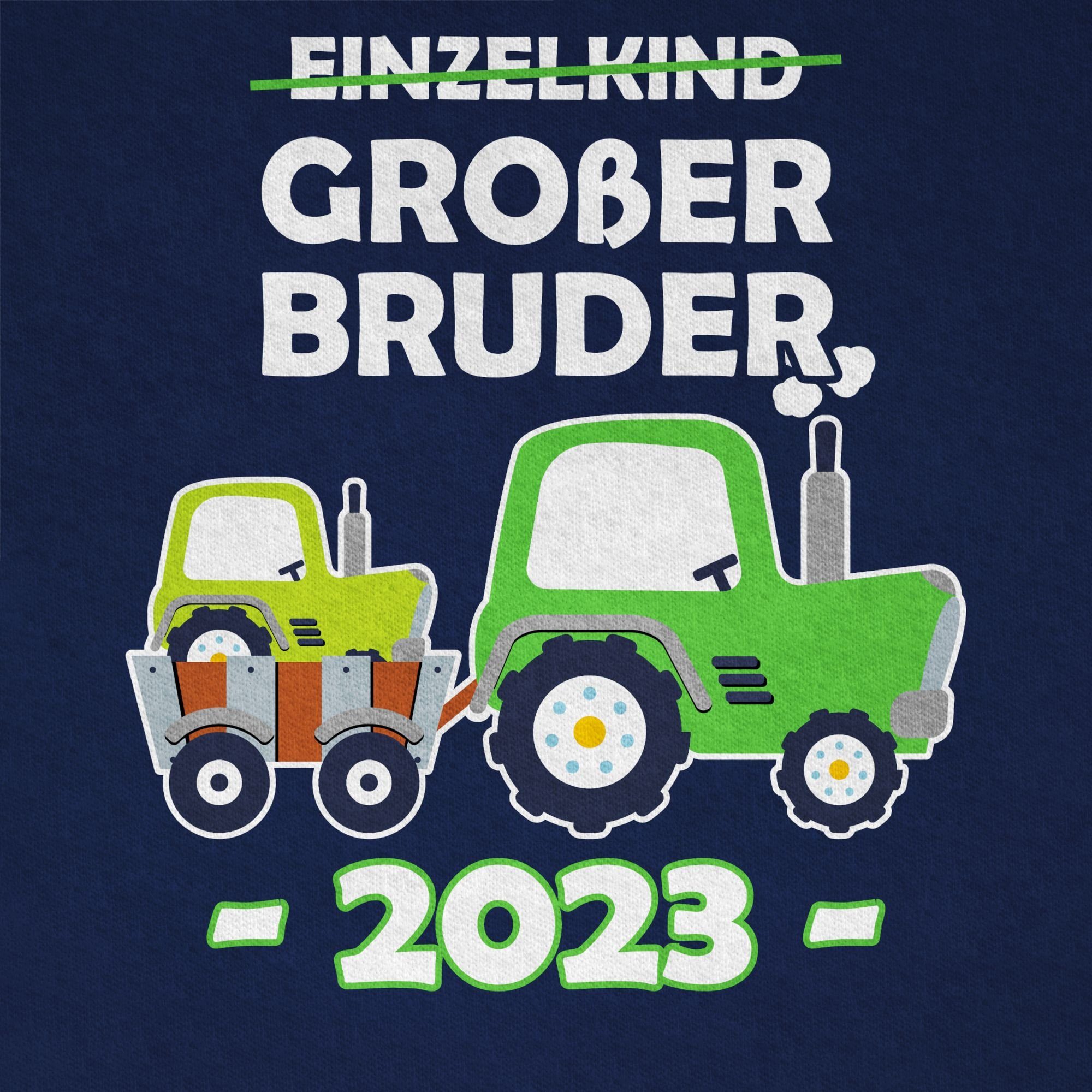 Shirtracer T-Shirt Dunkelblau 01 2023 Bruder Großer Traktor Großer Bruder Einzelkind