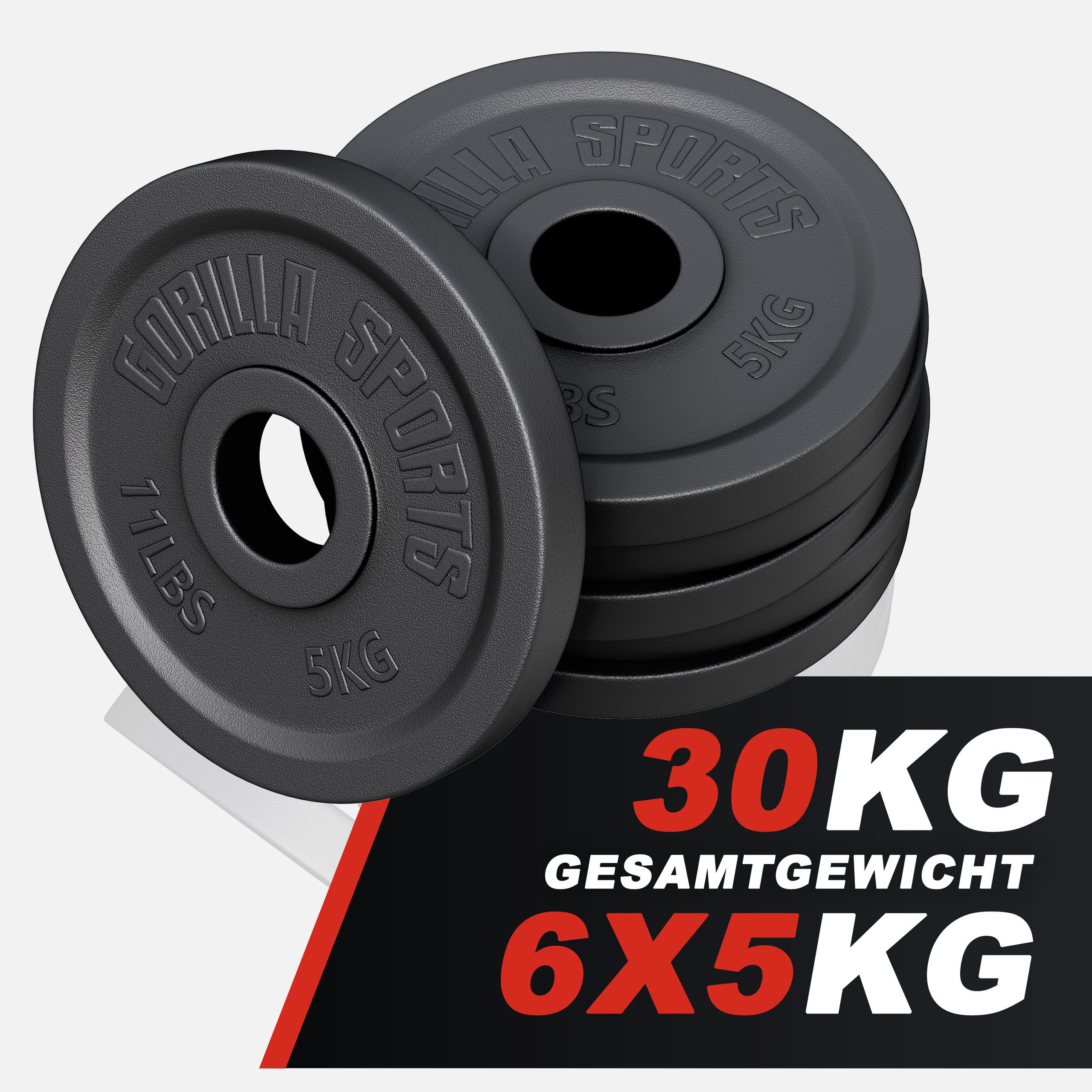 GORILLA SPORTS Hantelscheibe, 30 kg, (6-tlg)