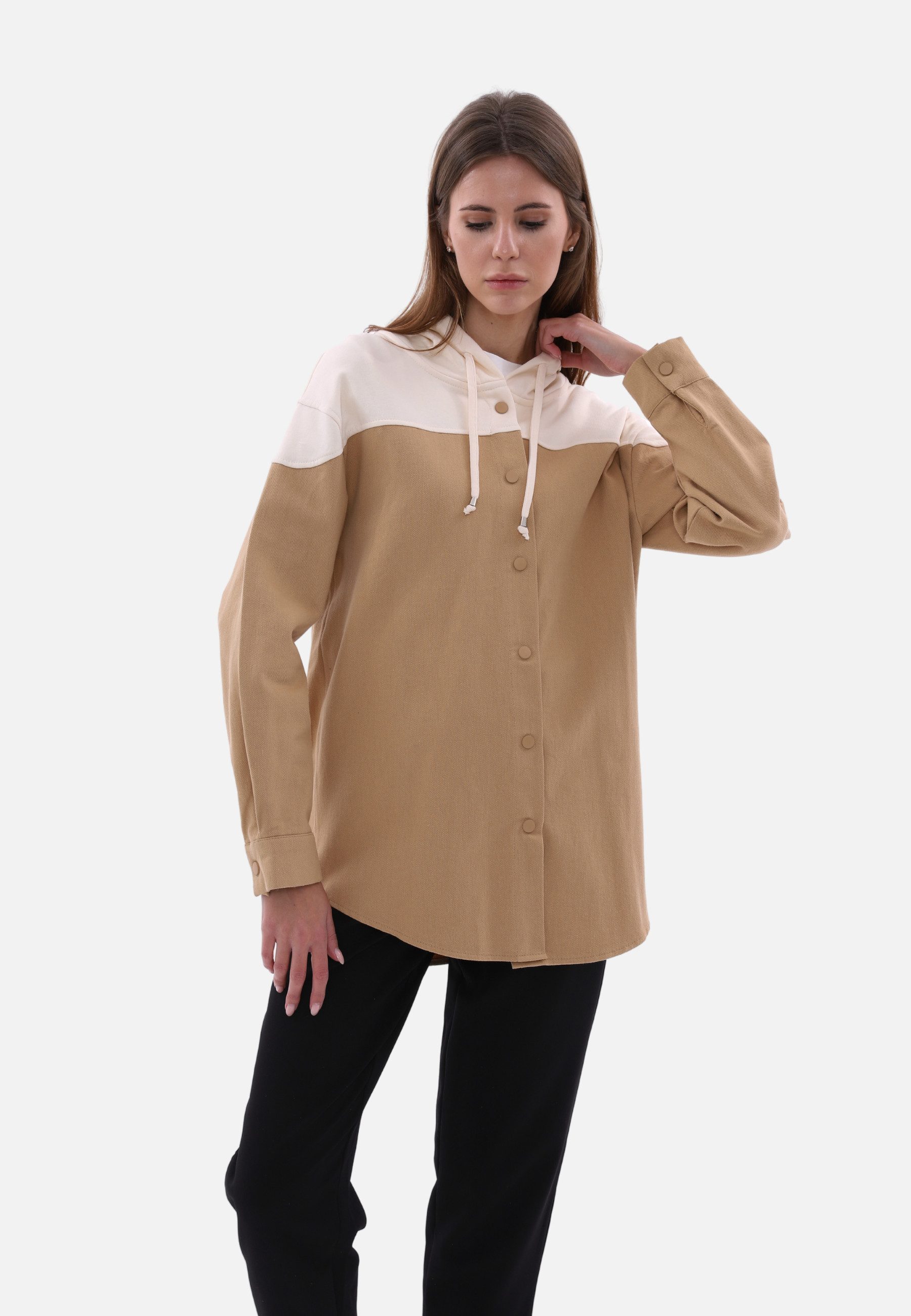 COFI Casuals Hemdbluse Zweifarbiges Damenhemd Hemdjacke