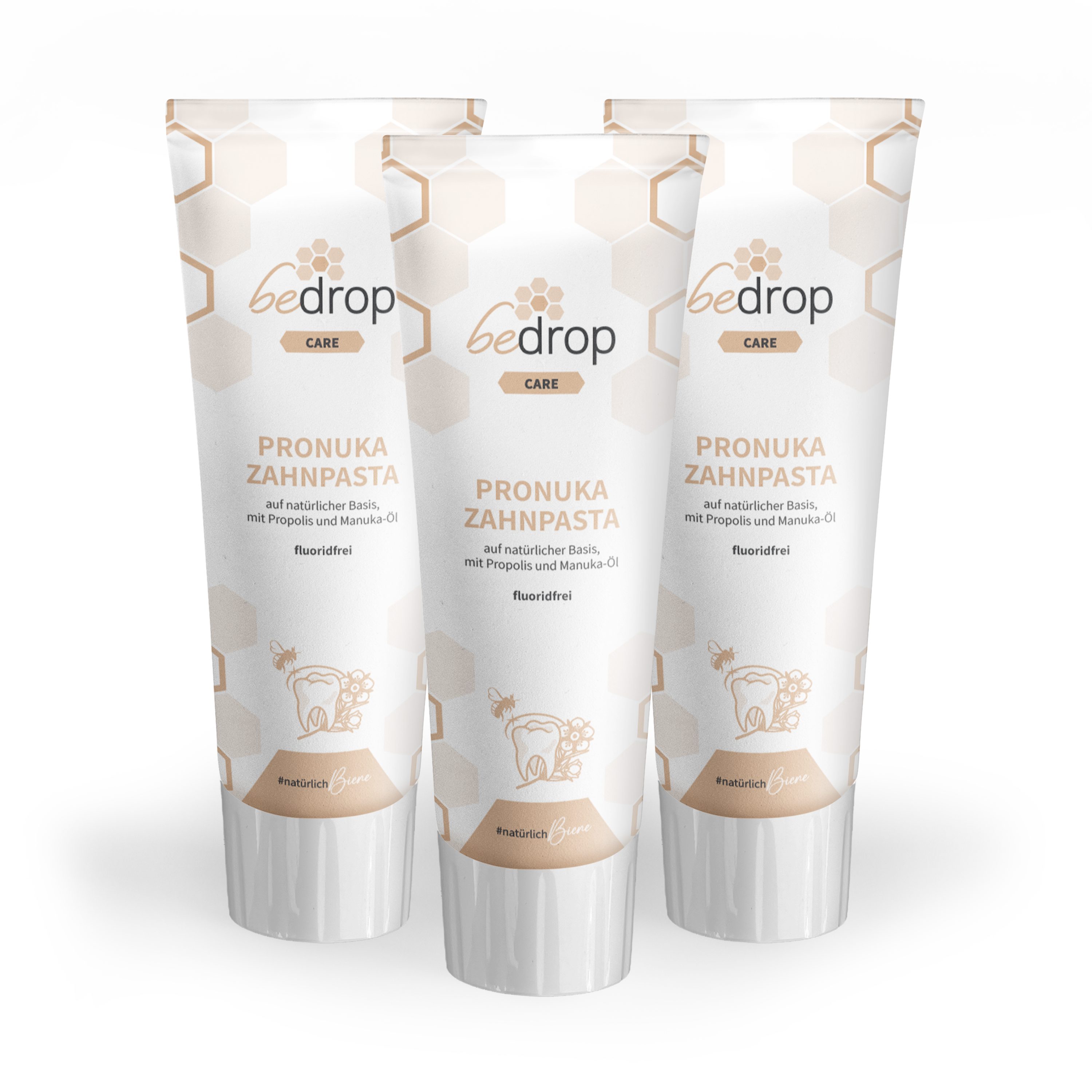 bedrop Zahnpasta Pronuka mit Propolis & Manuka-Öl, fluoridfrei & ohne Titandioxid, (Zahnpasta ohne Fluorid I Fluoridfrei I Zahnpasta weiße Zähne I Zahncreme) sanfte Zahnpflege und frischen Atem – ganz ohne Fluorid