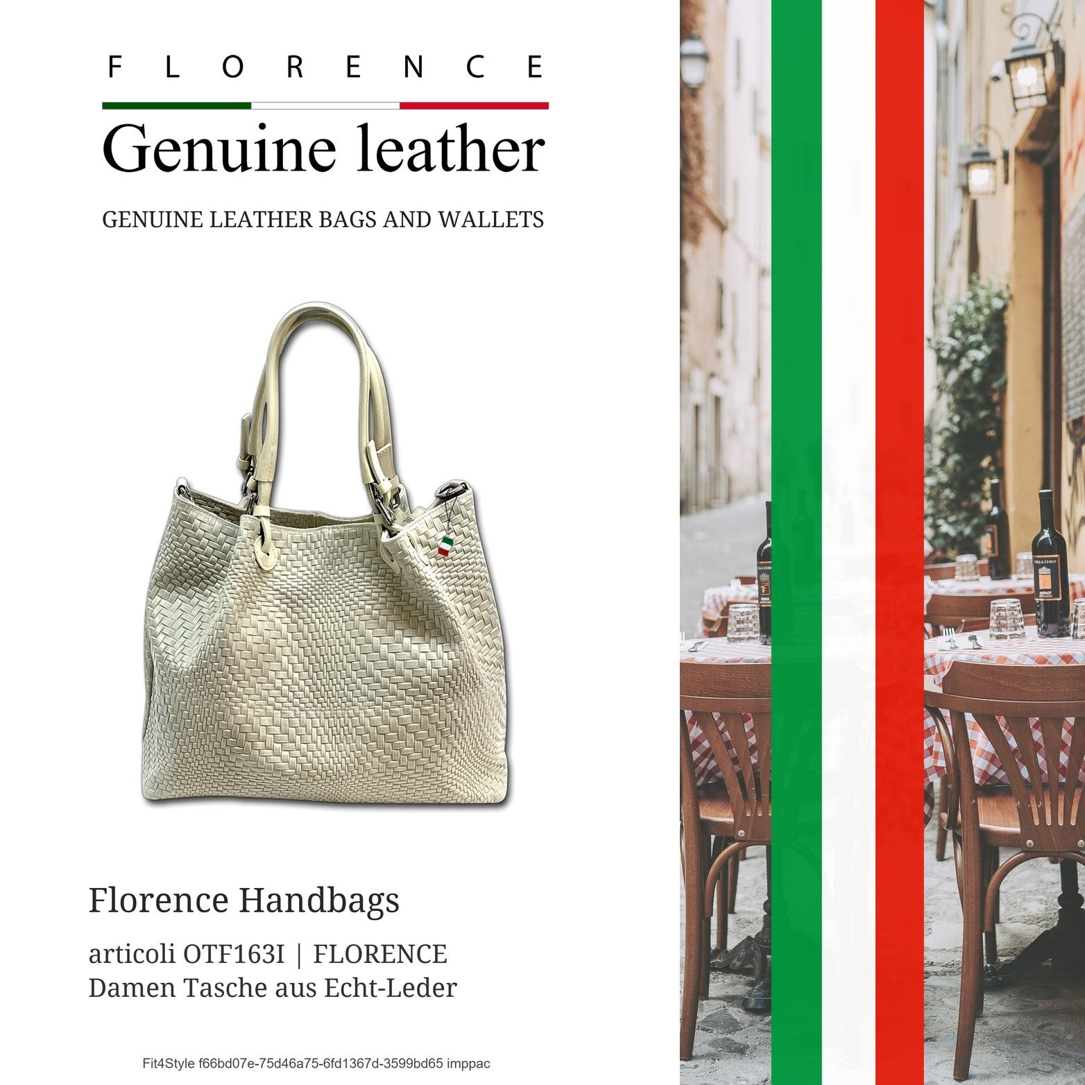 FLORENCE Umhängetasche Handtasche beige Florence Tasche (Umhängetasche, Umhängetasche), Damen Tasche Echtes Leder beige, geprägtes, abstraktes Flechtmuster