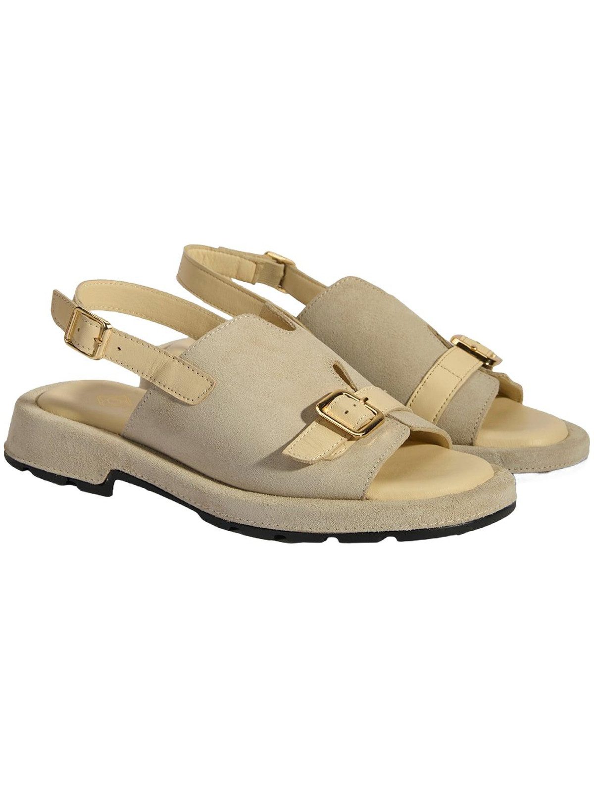 Desa Desa Damen-Sandalen – Obermaterial aus Wildleder, Lederfutter, Schnall Slipper