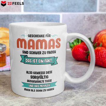 22Feels Tasse Mama Geschenk Muttertag von Sohn Mutter Geburtstag Kaffeetasse Frauen, Keramik, Made in Germany, Spülmaschinenfest