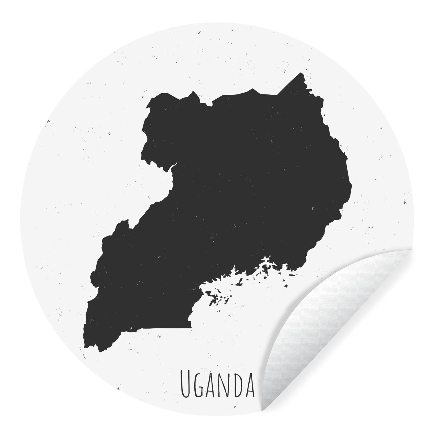 MuchoWow Wandsticker Illustration von Uganda auf einem weißen Hintergrund mit Flecken (1 St), Tapetenkreis für Kinderzimmer, Tapetenaufkleber, Rund, Wohnzimmer