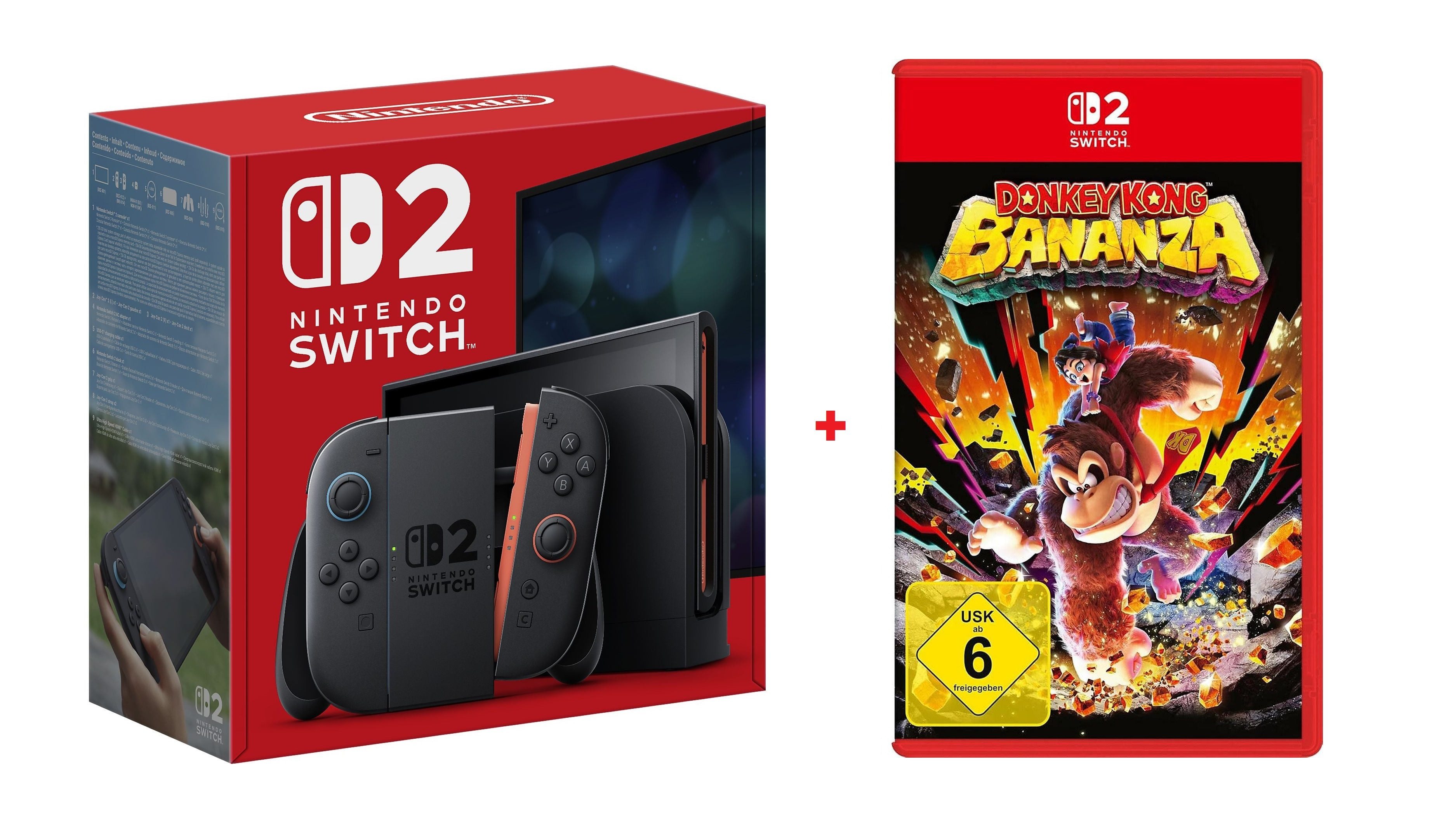 Nintendo Switch 2 Switch 2 Konsole + Donkey Kong: Bananza Bundle Set (Bundle), TV- & Handheld-Modus, Jump’n’Run
