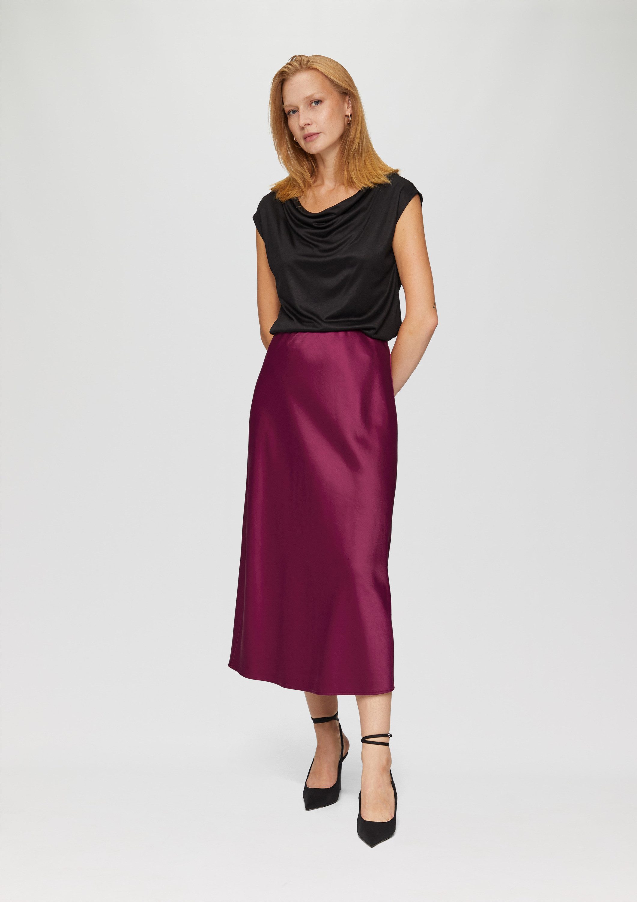 s.Oliver Midirock Rock Midi-Rock aus Satin günstig online kaufen