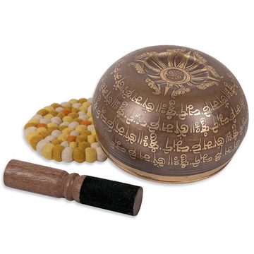 aumondo Percussion-Set Große Tibetische Klangschale 800g, Klangschalen Set Singing Bowl, 16cm im Geschenkset