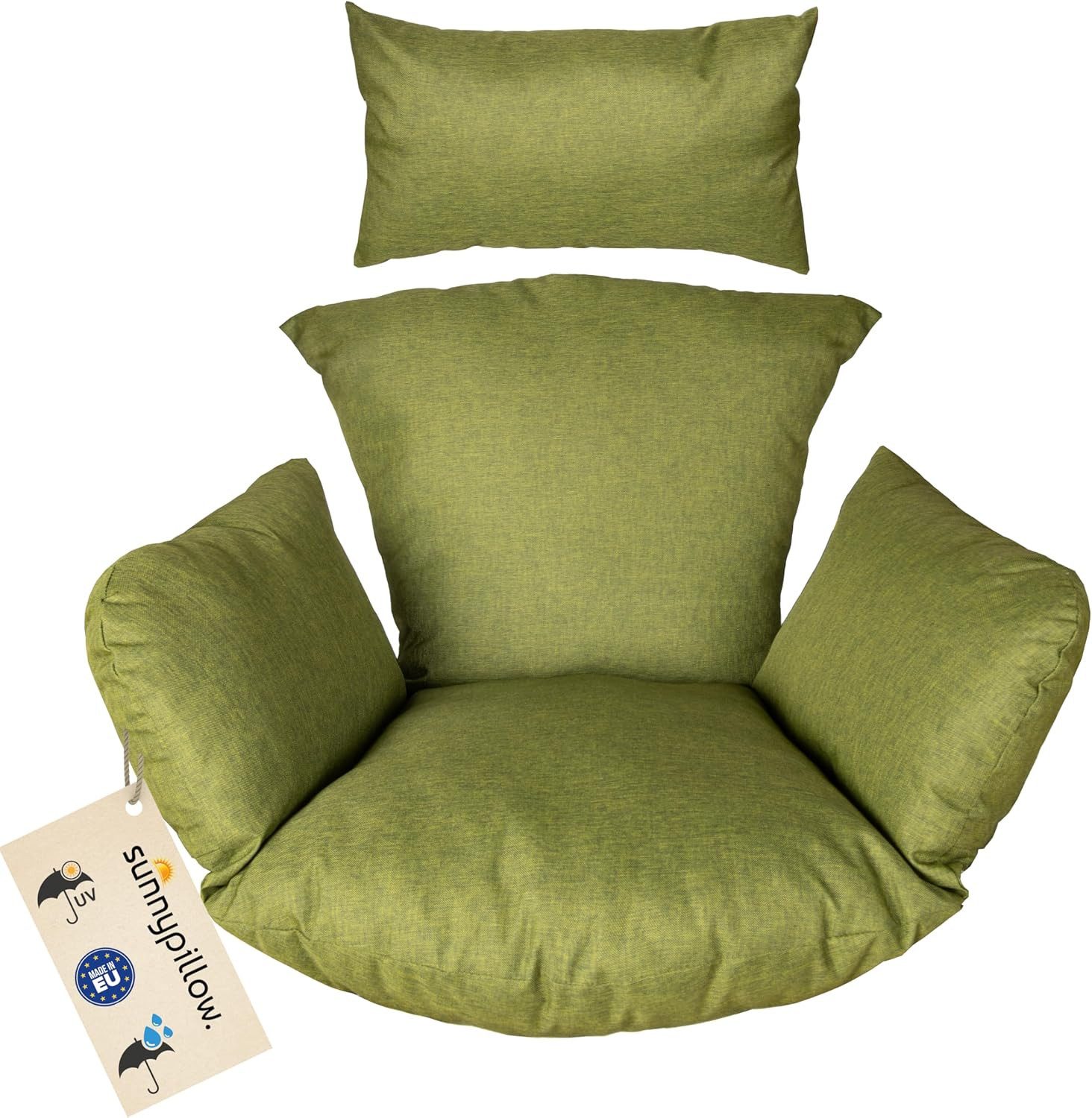 sunnypillow Hängesessel Auflage für Rattan & Polyrattan Hängeschaukel, Grün