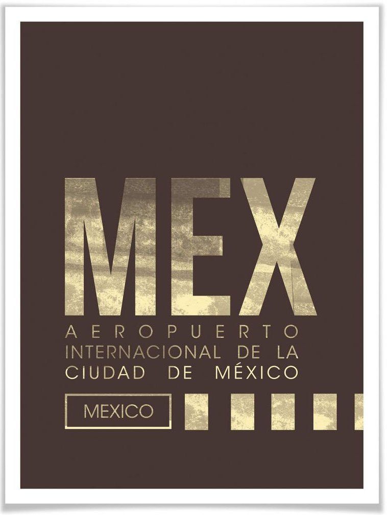 St), Flughafen Poster, Wall-Art Wandbild Mexico Wandposter MEX Wandbild, Poster Flughafen City, (1 Bild,