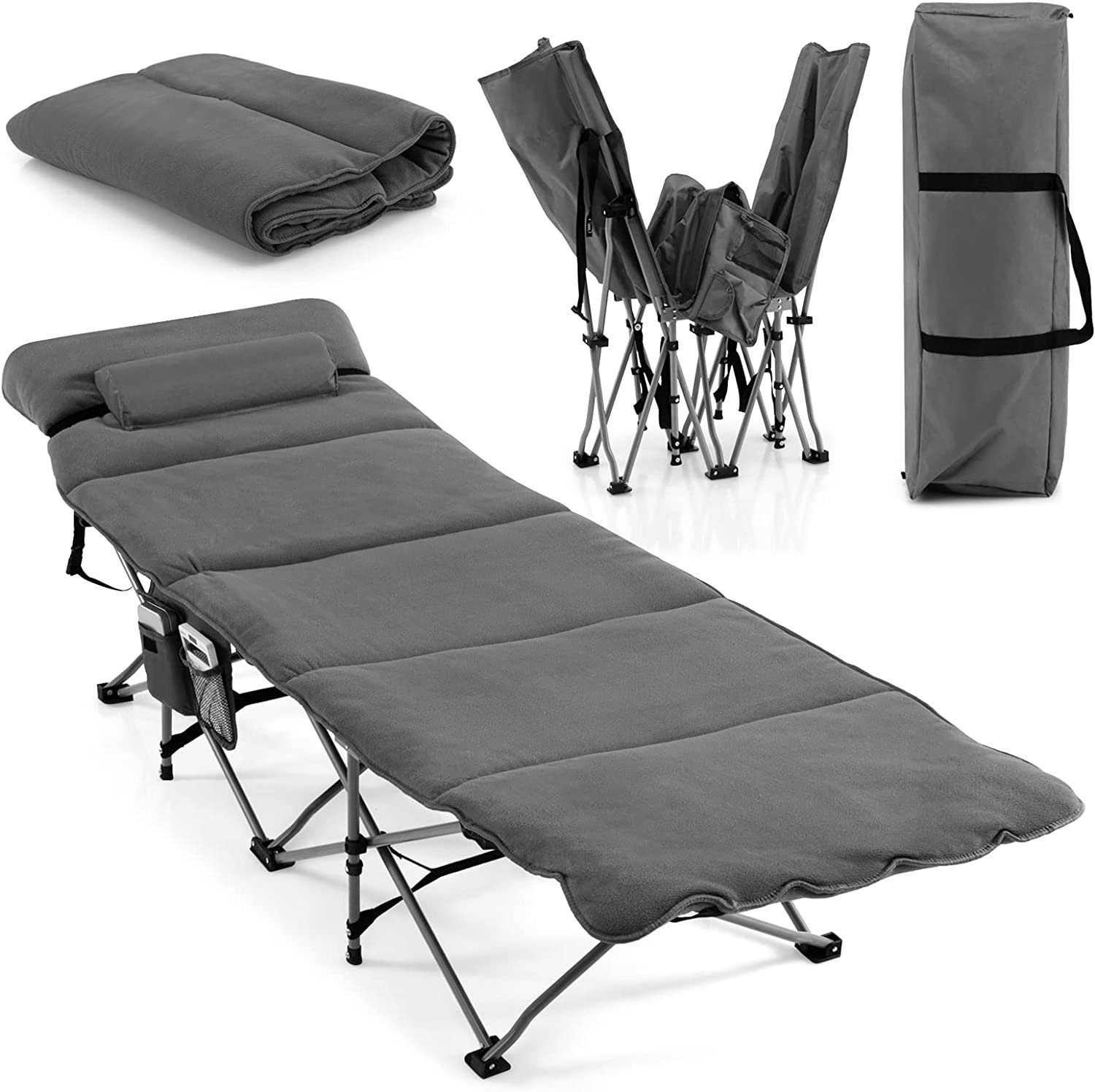 GYMAX 5-in-1 Campingzelt Mit Feldbett - Komplettset Für Outdoor Abenteuer