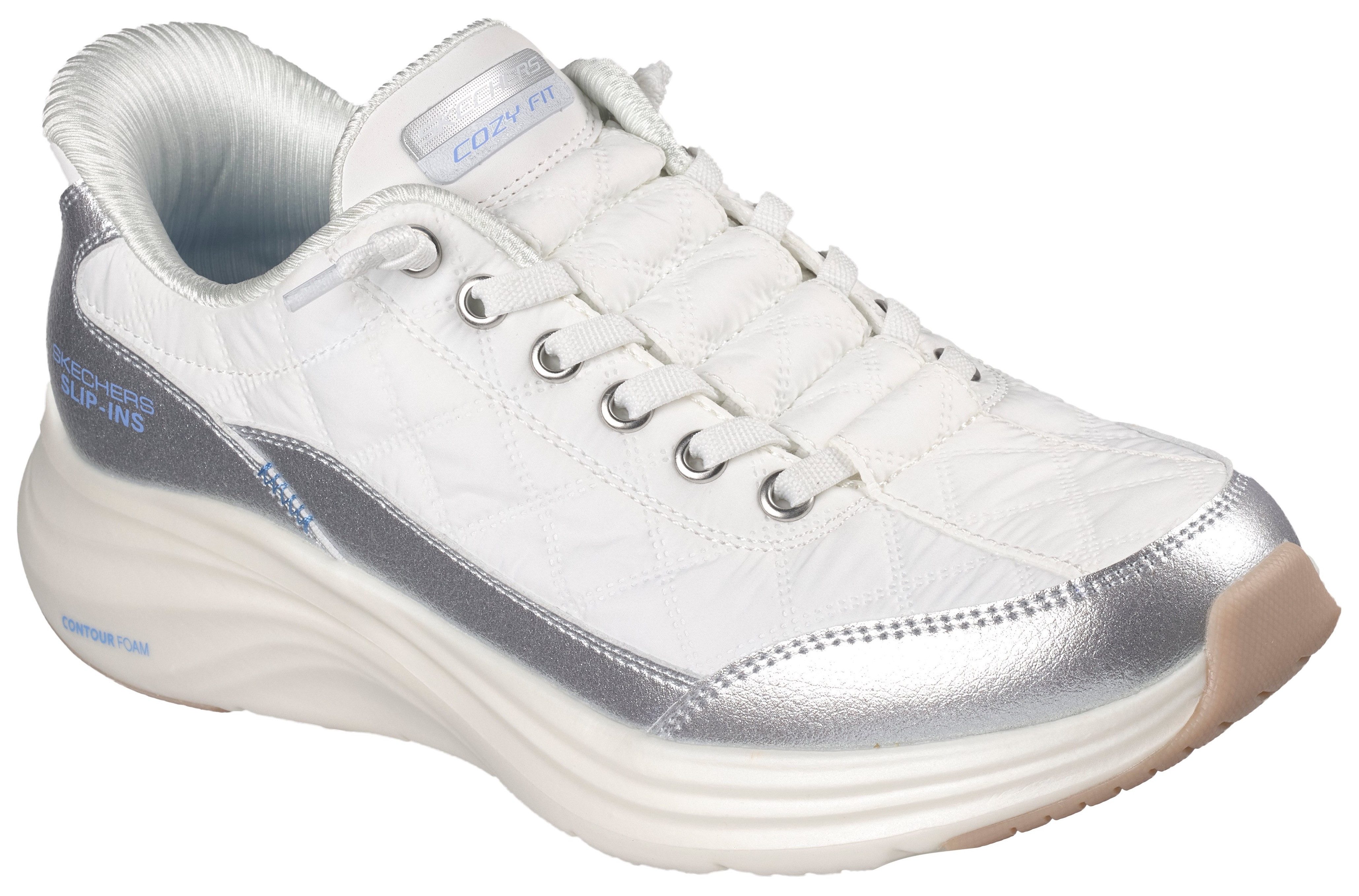 Skechers Contour Foam - Metallic Dream Slip-On Sneaker Schlupfschuh, Halbschuh, Freizeitsneaker mit Metallic-Besatz