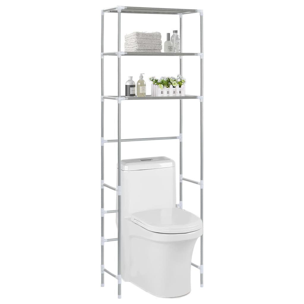 DOTMALL Standregal Badezimmerregal Toilettenregal WC Standregal mit 3 Ablagen 53x28x169cm Silber