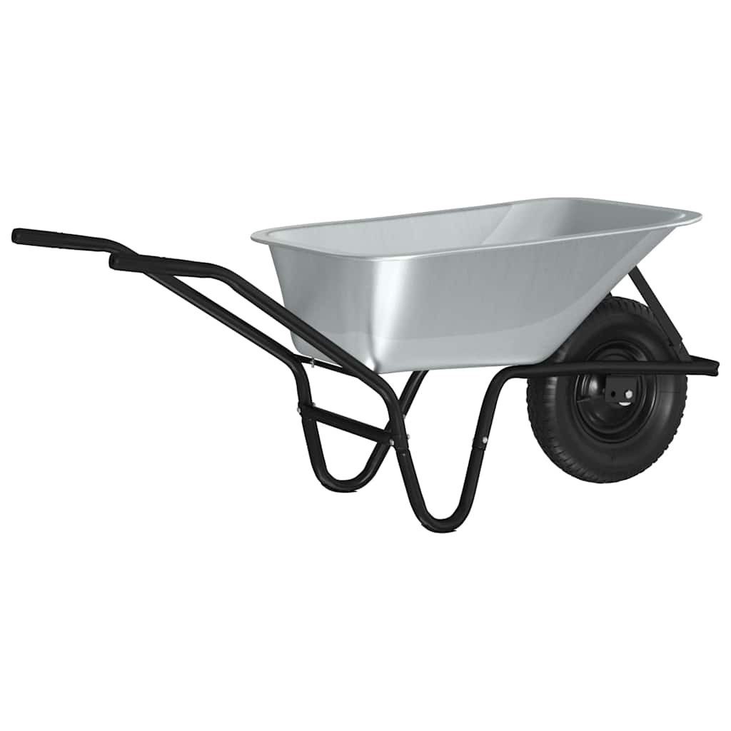 vidaXL Schubkarre Schubkarre Silber und Schwarz 80 L 120 kg Galvanisiertes Stahl, (1-tlg)
