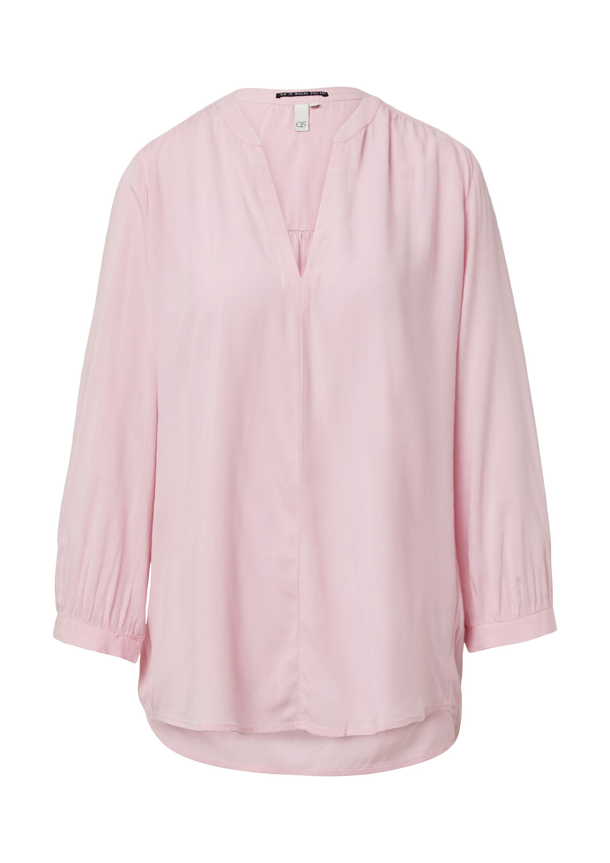 QS Kurzarmbluse Bluse Viskose-Bluse mit Raffung an der Schulter günstig online kaufen