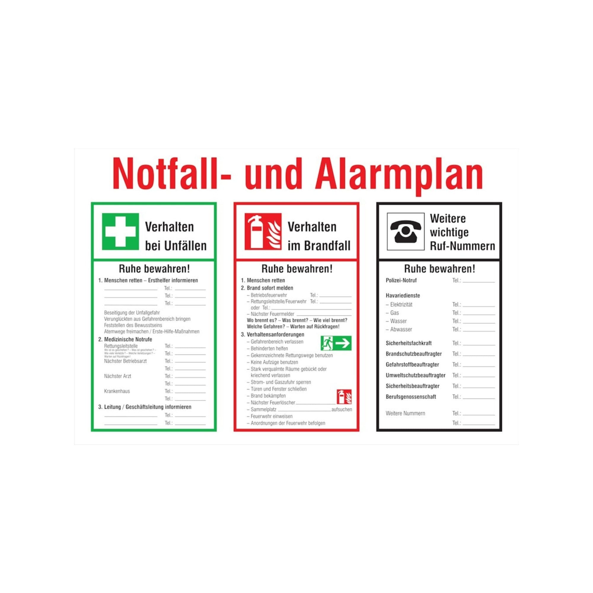 wolk Erste-Hilfe-Set SafetyMarking Notfall- und Alarmplan B600xH400 mm Kunststoff