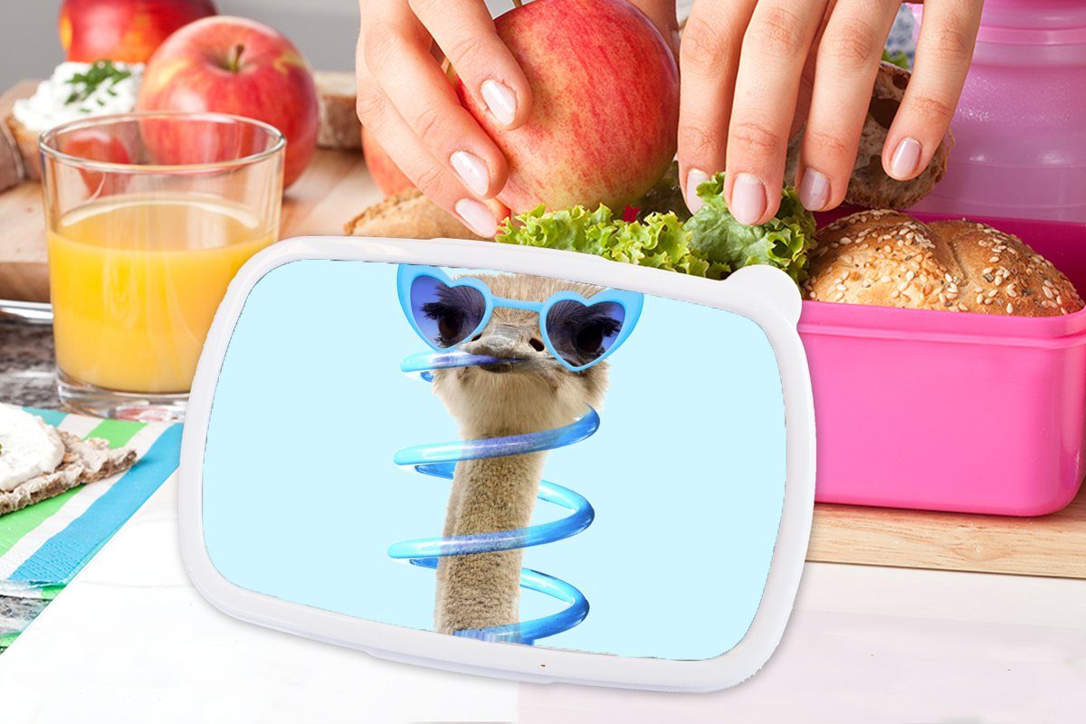 Erwachsene, Kunststoff Snackbox, Blau Sonnenbrille Lunchbox Kunststoff, Brotdose Tiere, für rosa - Brotbox Kinder, - (2-tlg), MuchoWow - Mädchen, Strauß