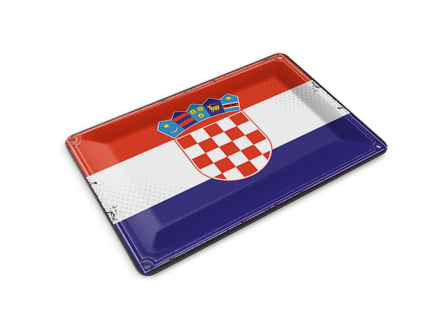 Femer GmbH Postkarte Flagge Kroatiens 14x10 cm Retro Flag of Croatia, unfrankiert
