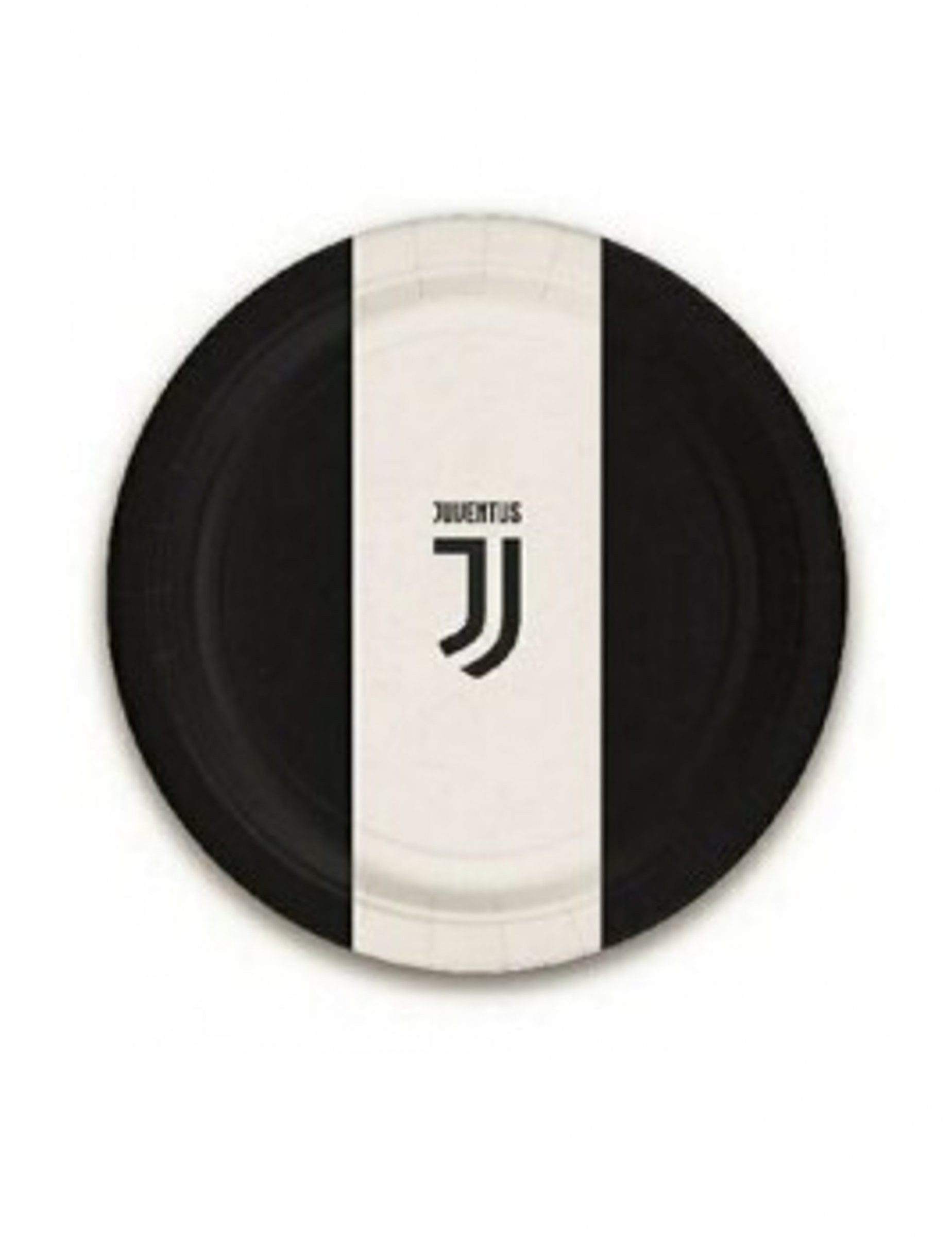 Kostüm Juventus-Pappteller klein Tischdeko 8 Stück schwarz-weiss 18cm