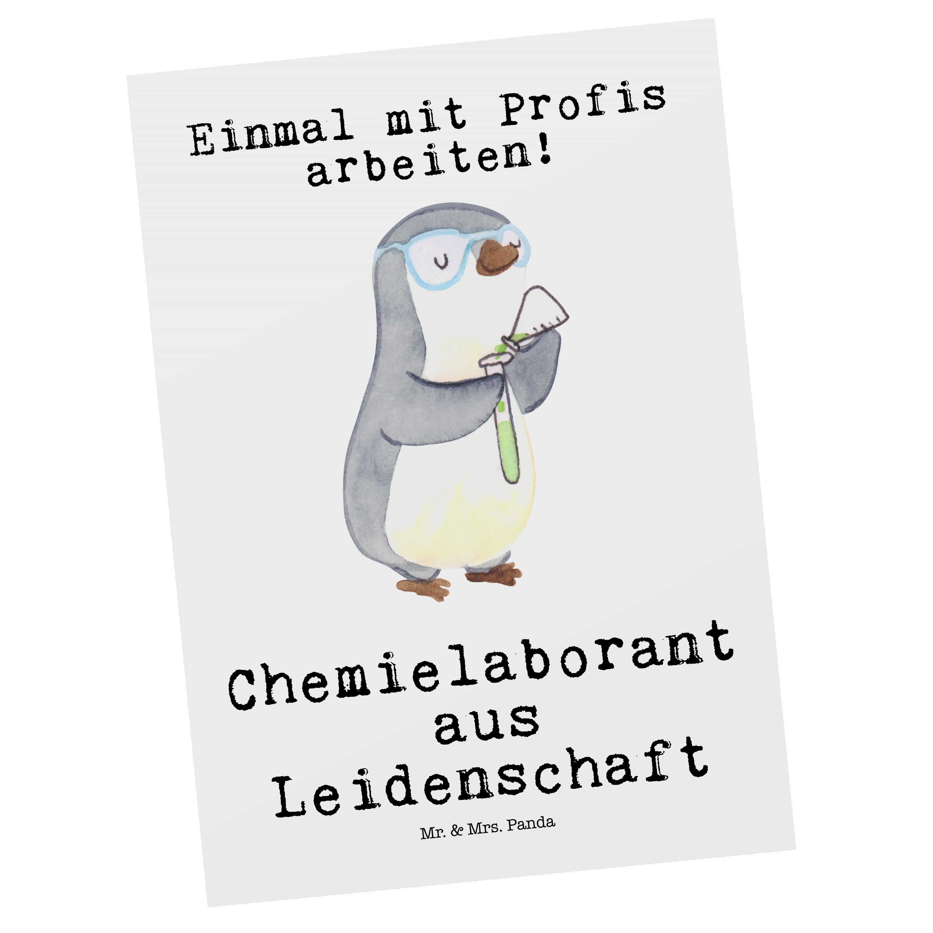 Geschenk, - Leidenschaft Panda Mr. & Postkarte Chemielaborant - Gru aus Mrs. Ansichtskarte, Weiß