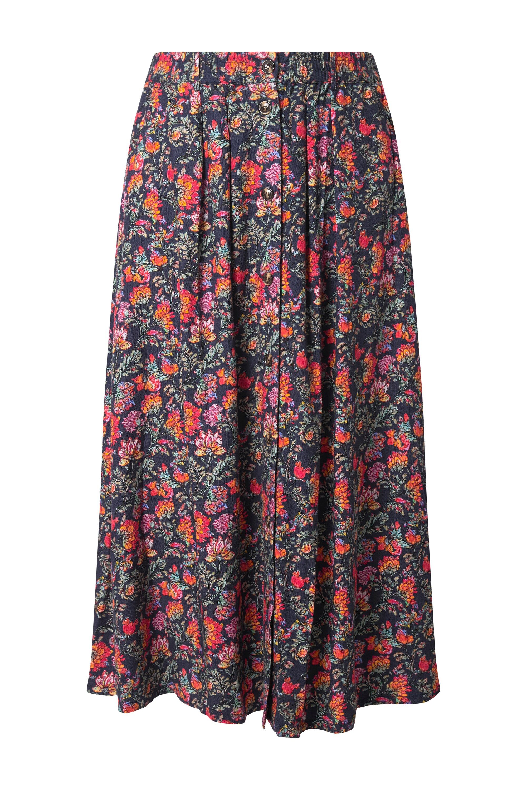 Ulla Popken Maxirock Maxirock Landhausdruck A-Linie Bundfalten