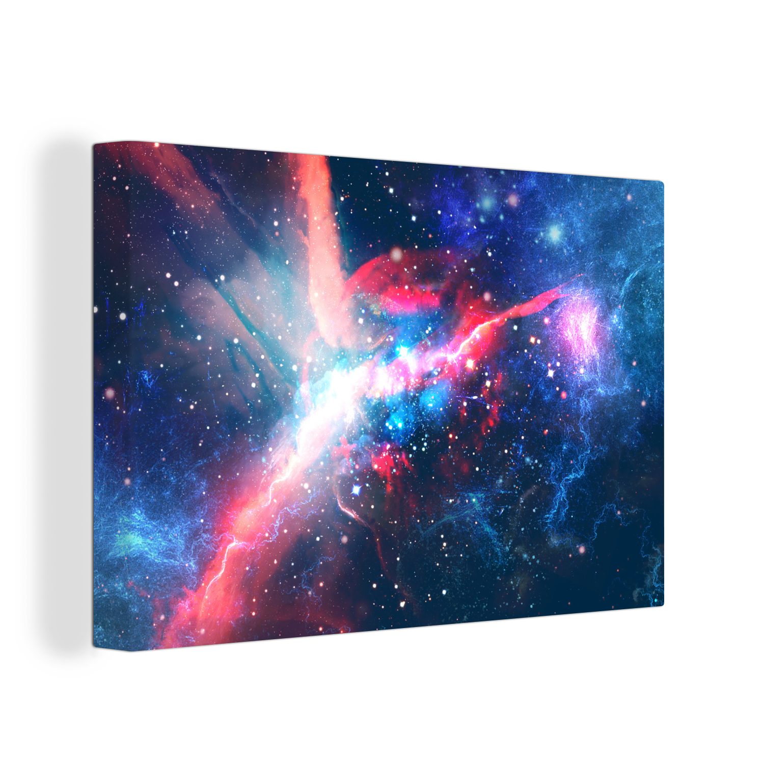 OneMillionCanvasses® Leinwandbild Raum - Licht - Blau, (1 St), Wandbild Leinwandbilder, Aufhängefertig, Wanddeko, 30x20 cm