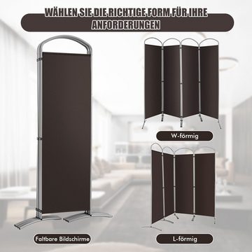 COSTWAY Paravent, 4 teilig, Raumteiler faltbar & abnehmbar, 221 x 188cm