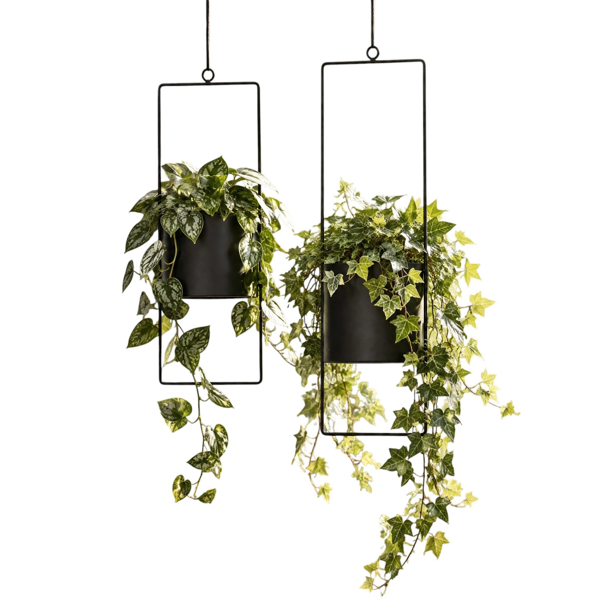 Meinposten Blumenampel Blumenampel Marie, 2er Set, Metall, schwarz, für Wohnzimmer und Balkon (2er Set), 2er Set