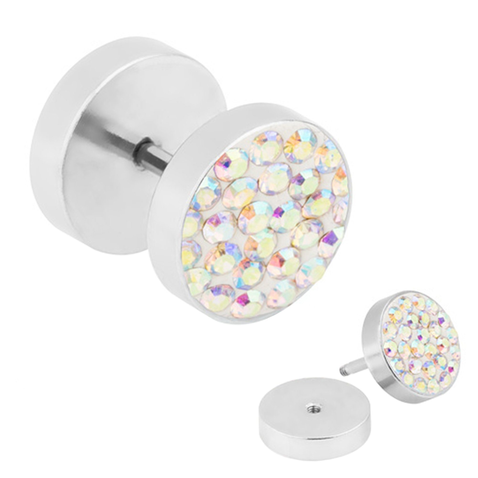 Taffstyle Piercing-Set Fake Piercing Ohr Plug mit Zirkonia, Runde Ohrring F günstig online kaufen