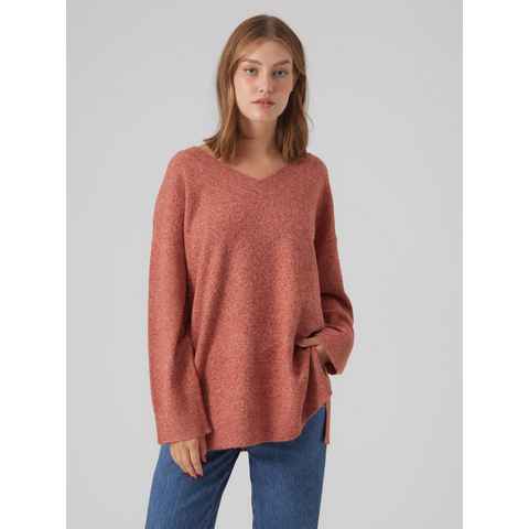 Vero Moda V-Ausschnitt-Pullover VMDOFFY LS LONG V-NECK PULLOVER GA BOO