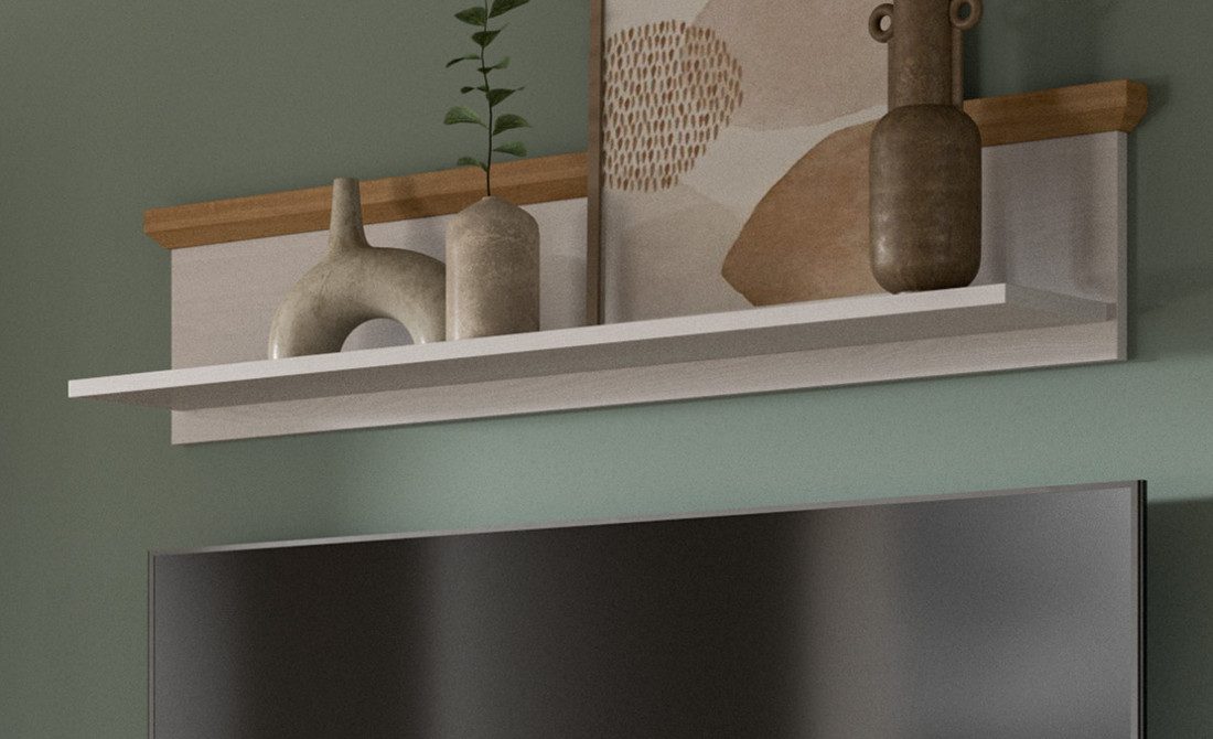 Inn.Furn Wandboard Mirano, Wandregal in weiß Lärche mit Eiche Artisan, in g günstig online kaufen