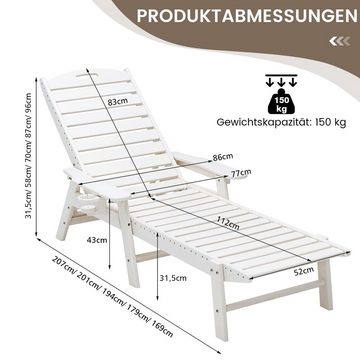 COSTWAY Gartenliege Liegestuhl, 1 St., 5-Fach verstellbar, mit Getränkehalter