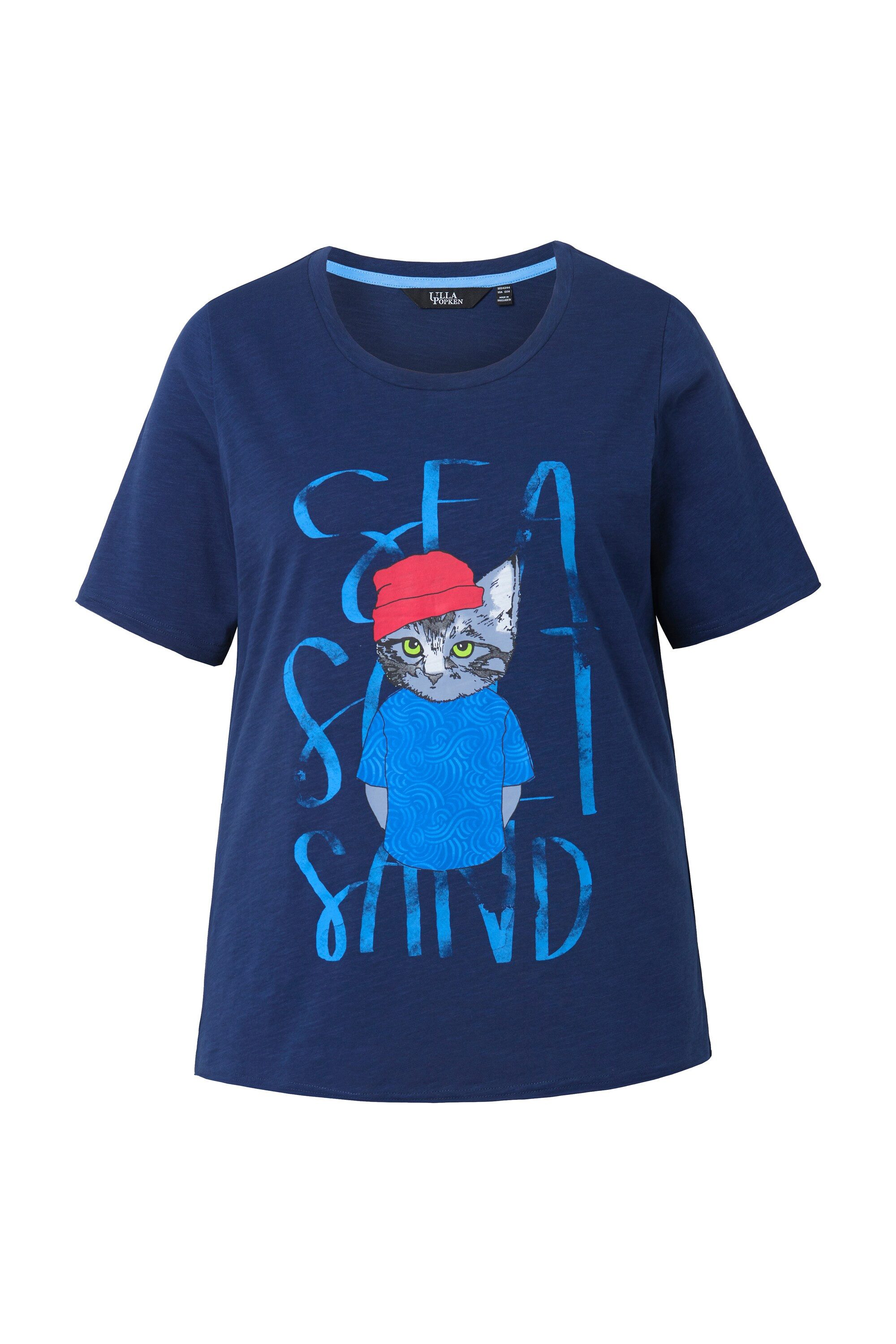 Ulla Popken T-Shirt T-Shirt Katze A-Linie günstig online kaufen