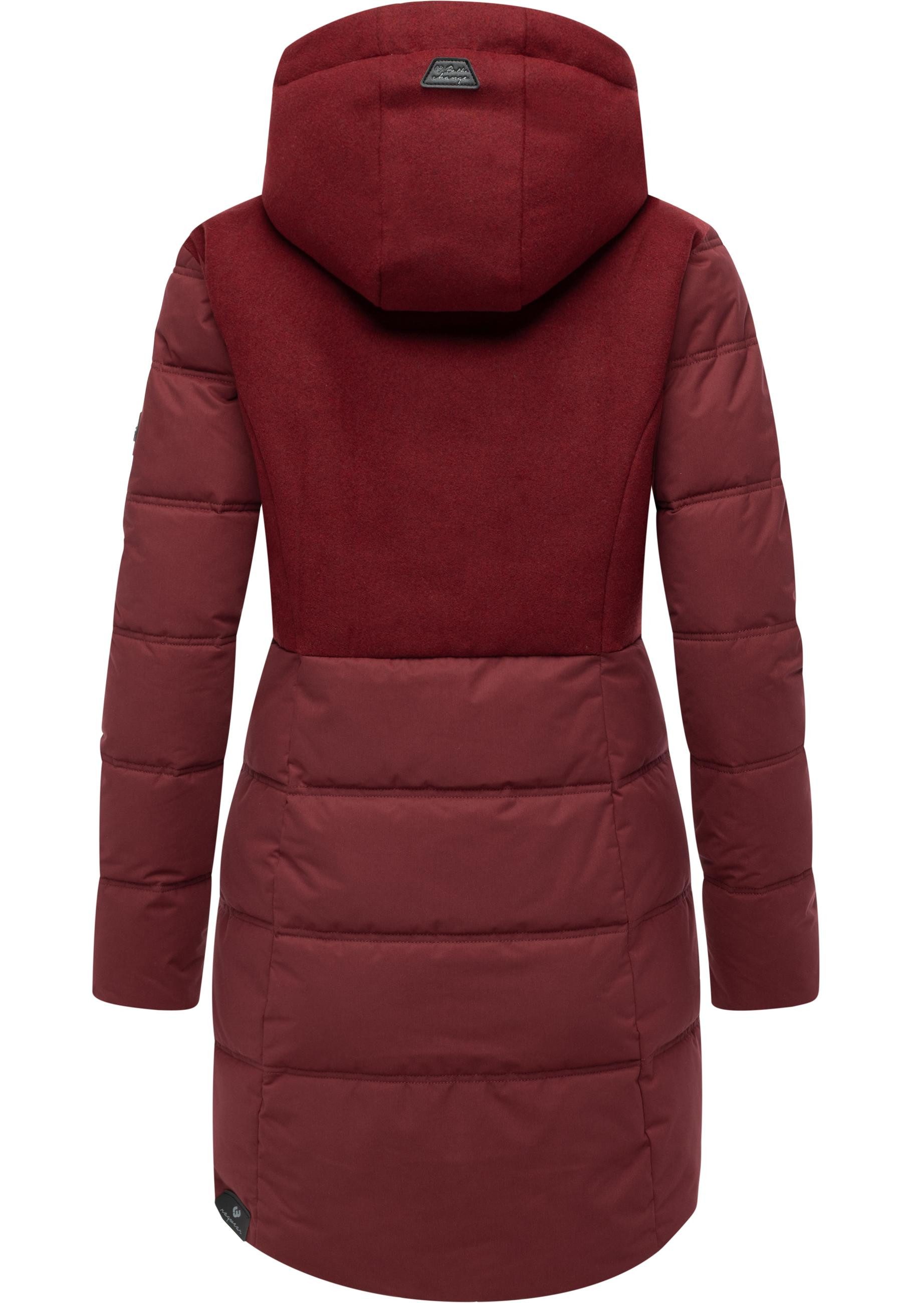 Ragwear Winterjacke Ashani Block Intl. stylischer Winterparka mit gefütterter Kapuze