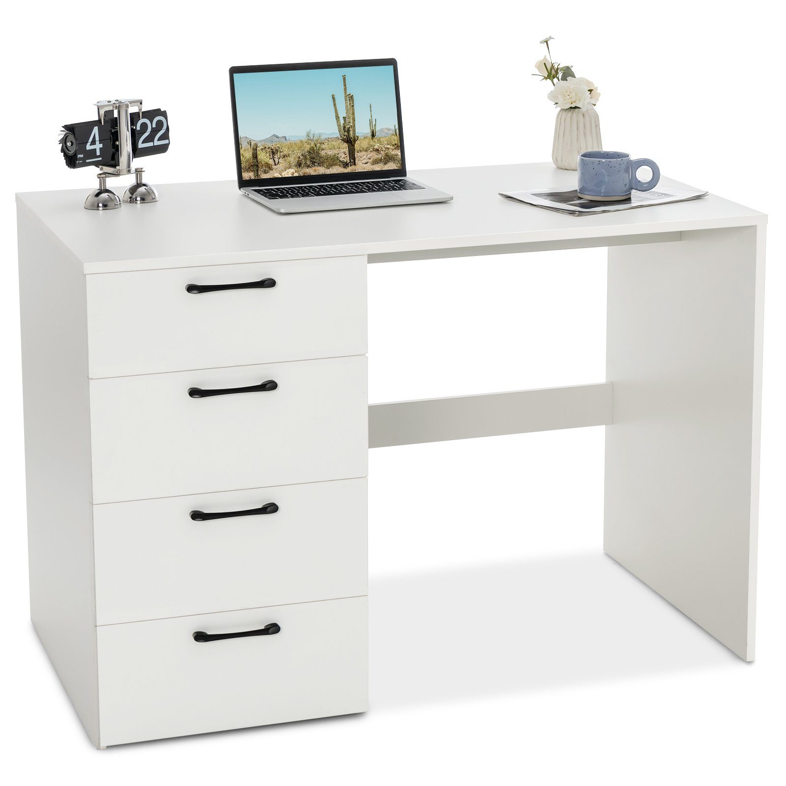 COSTWAY Schreibtisch, mit 4 Schubladen, 115kg belastbar, 110x60x76cm