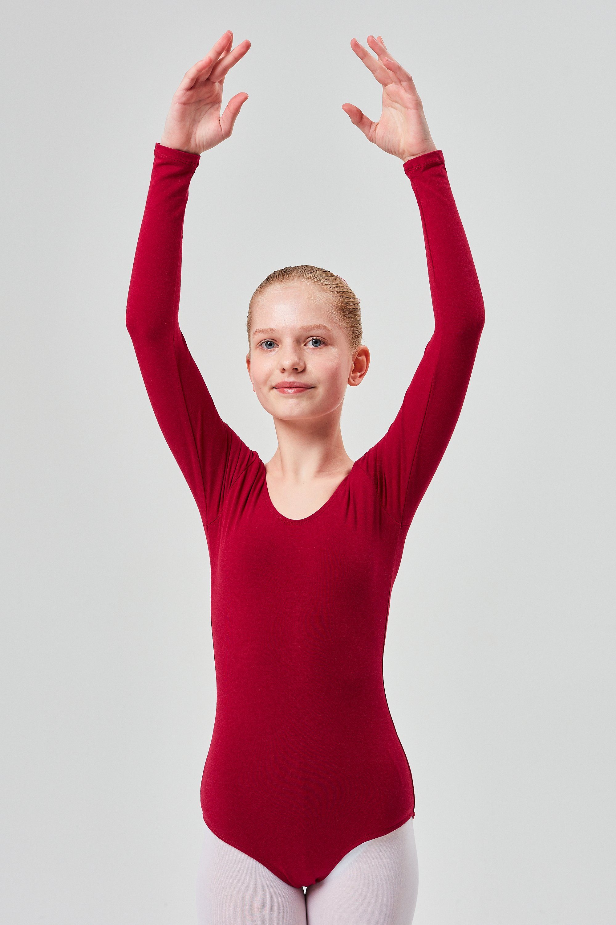 Kinder Body weichem aus tanzmuster Langarm fürs burgunder Trikot Ballett Lilly Baumwollmischgewebe Ballettbody