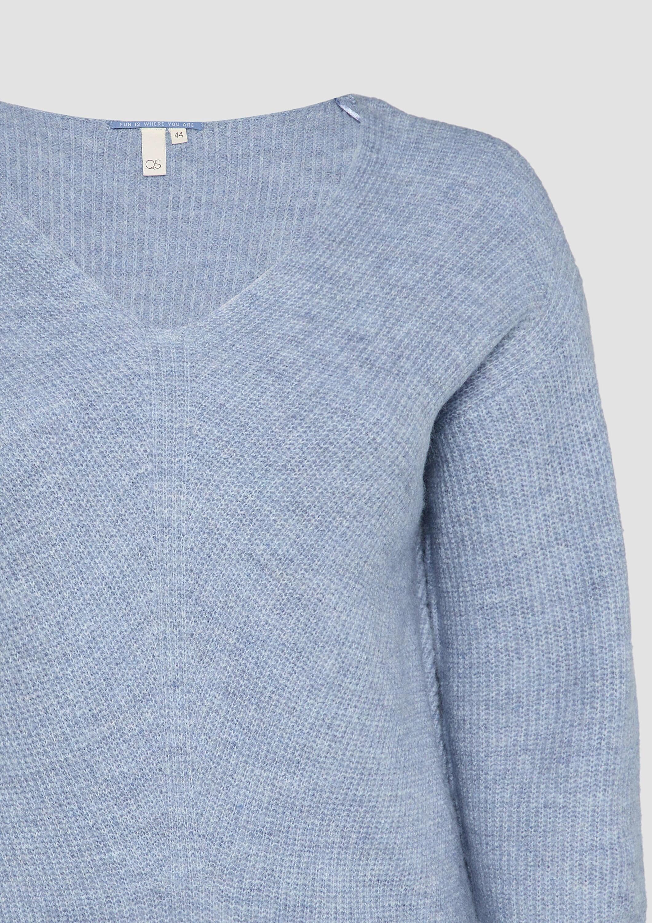 QS Longpullover Strickpullover Weicher Pullover mit Rippstruktur