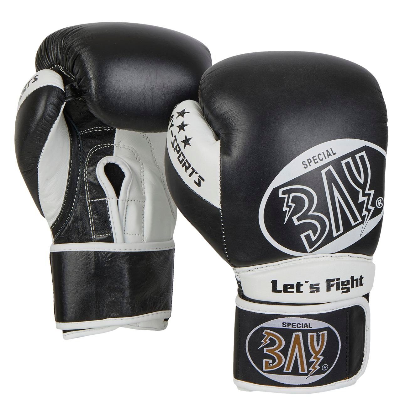 BAY-Sports Boxhandschuhe Strike Box-Handschuhe Leder schwarz Boxen ...