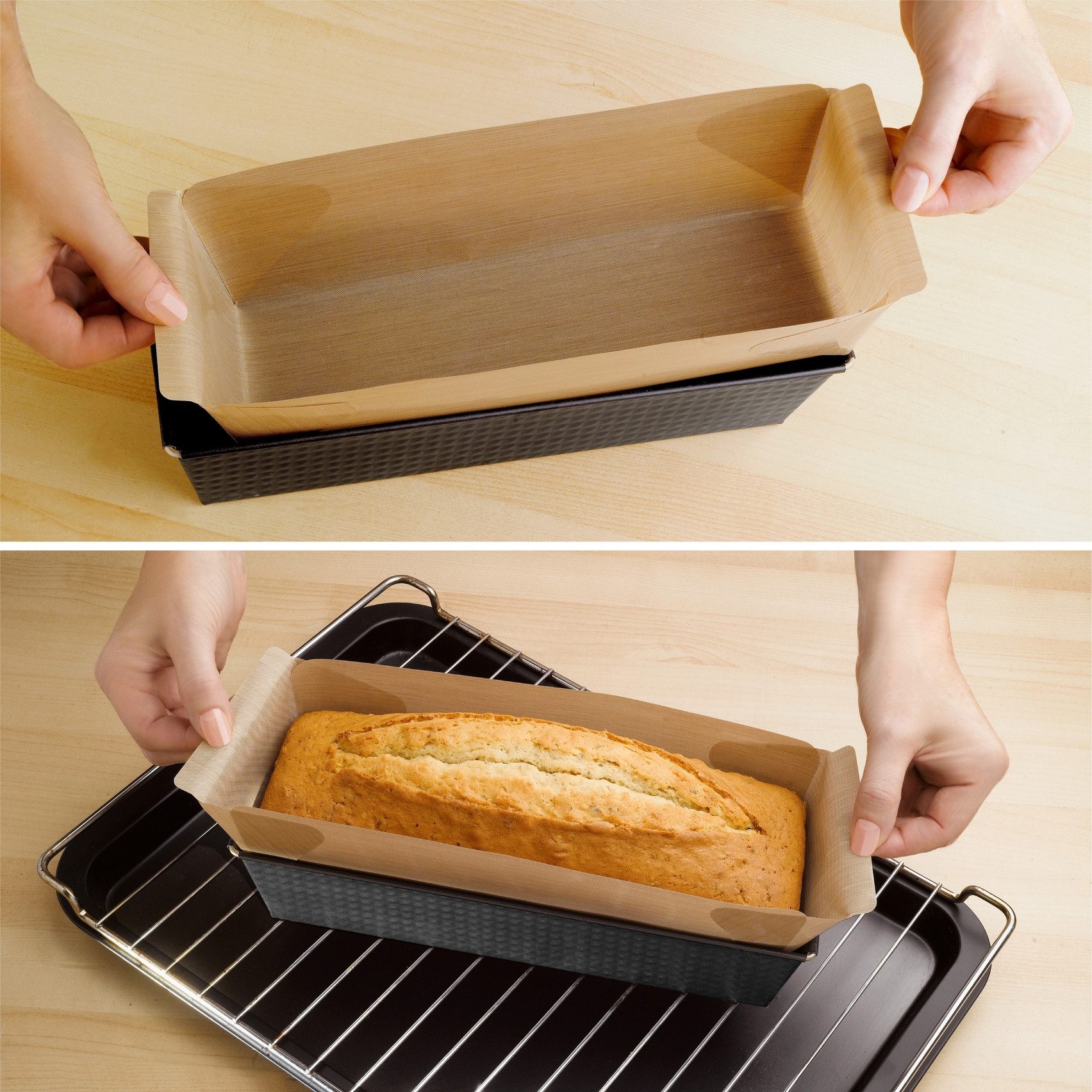 Maximex Backpapier Antihaft-Backform-Zuschnitt, mit Antihaft-Beschichtung, Set bestehend aus 1x rund, 1x eckig