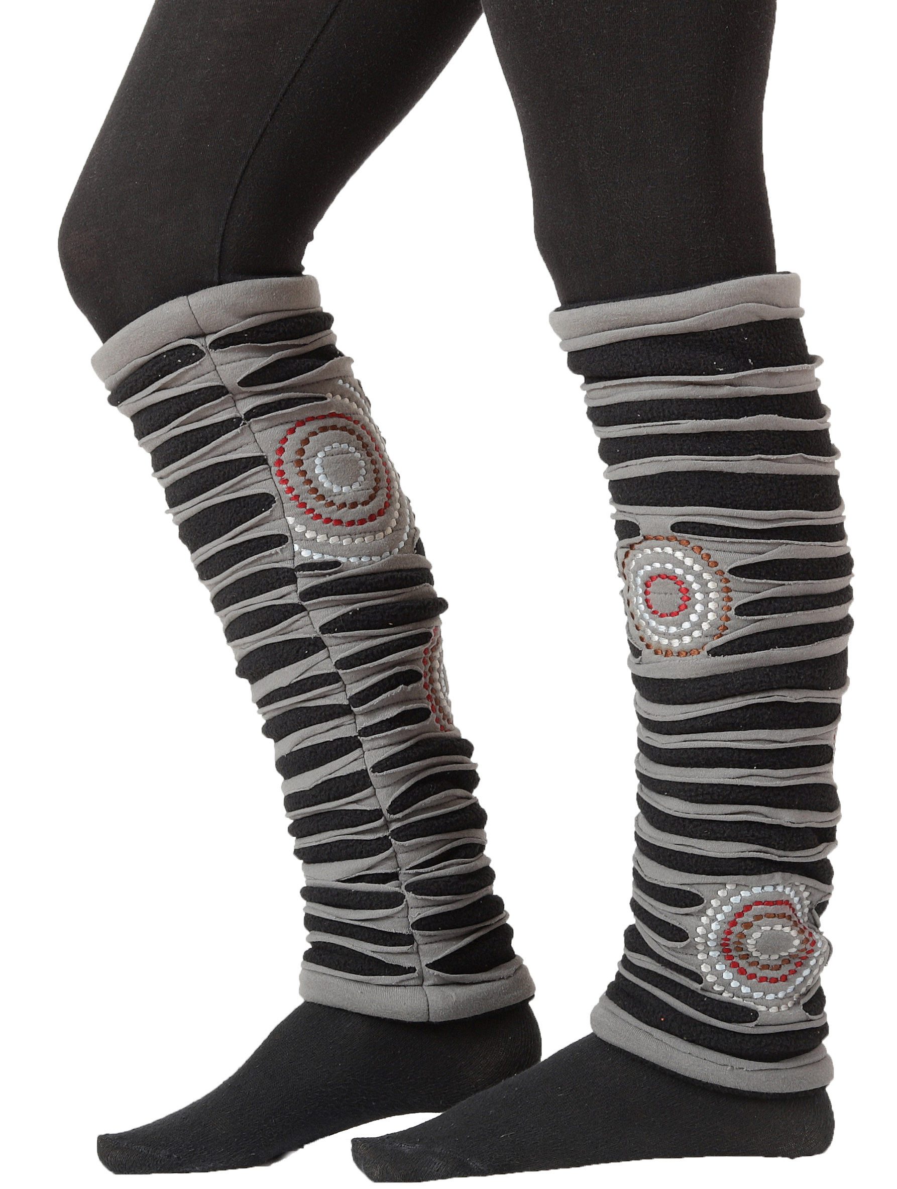 PUREWONDER Beinstulpen Stulpen Beinstulpen Patchwork für Damen, Beinwärmer lw59 Grau (1 Paar) Einheitsgröße